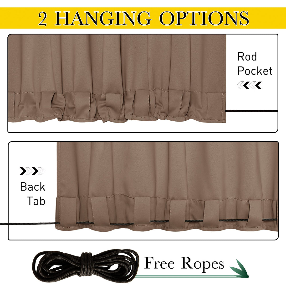 Weighted Curtains Waterproof W66xL84 Tan 2 Panels