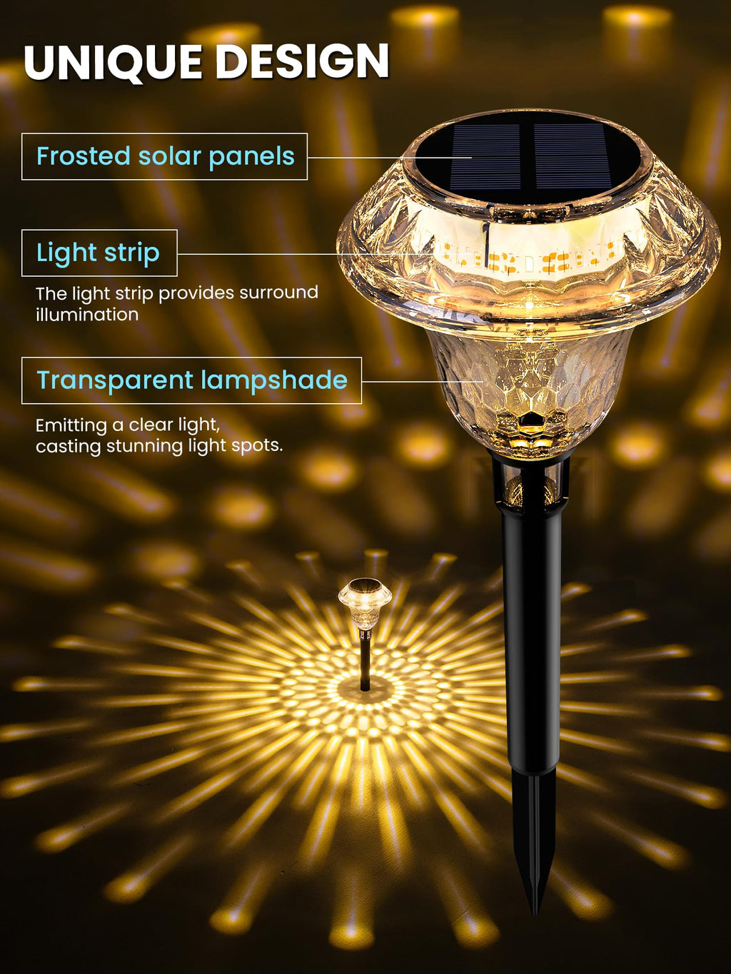 Solar Pathway Lights, Waterproof Fall Garden Decor 6 Pack Warm White