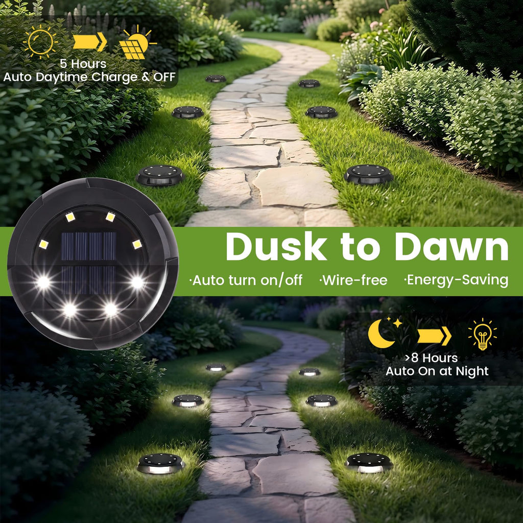 8 Pack Solar Ground Lights Uplight Sidelight 4000K Driveway Lights