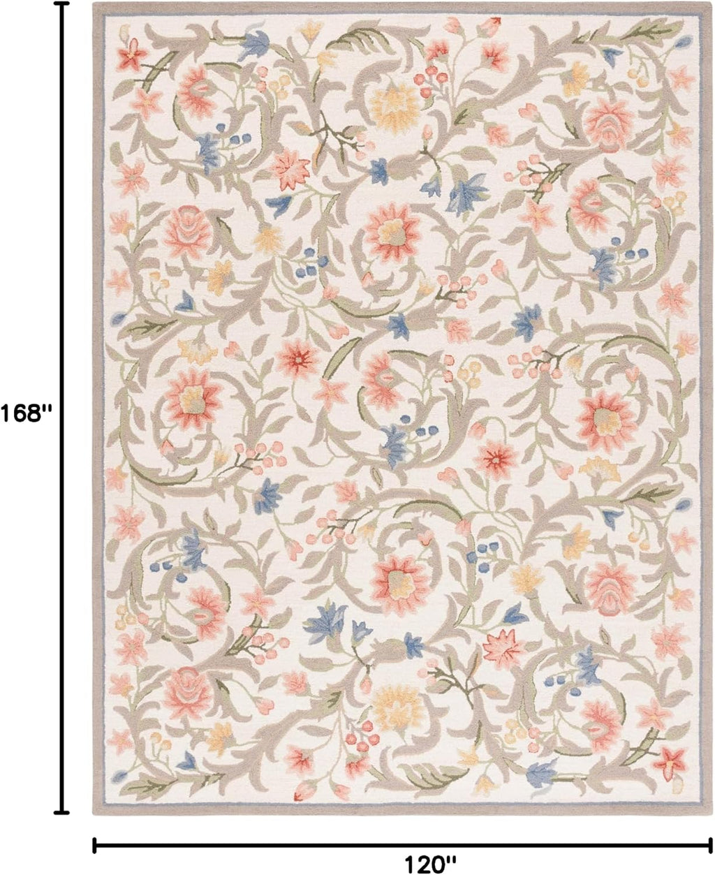 Chelsea Collection Area Rug, Ivory, Hand-Hooked French Country Wool, Ideal for High Traffic Areas in