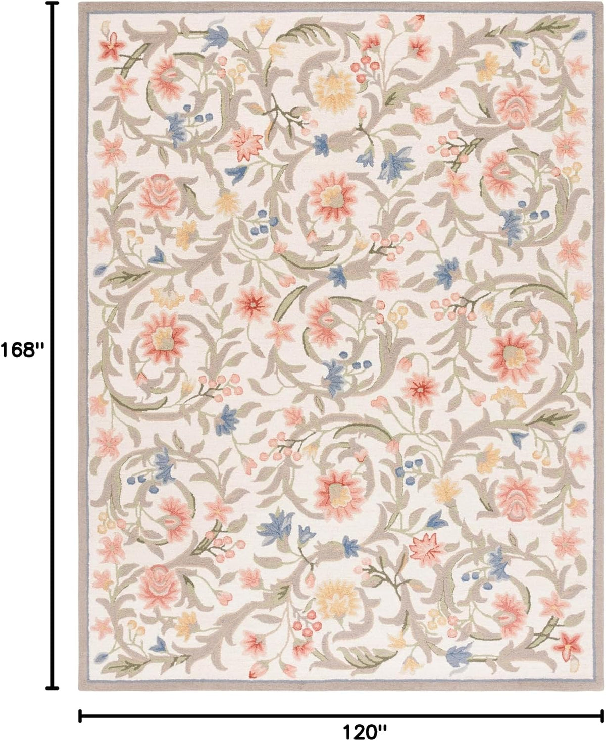 Chelsea Collection Area Rug, Ivory, Hand-Hooked French Country Wool, Ideal for High Traffic Areas in