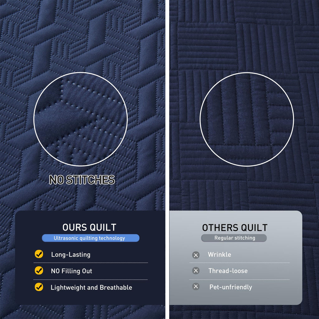 Quilt Bedding Set with Pillow Shams, Navy