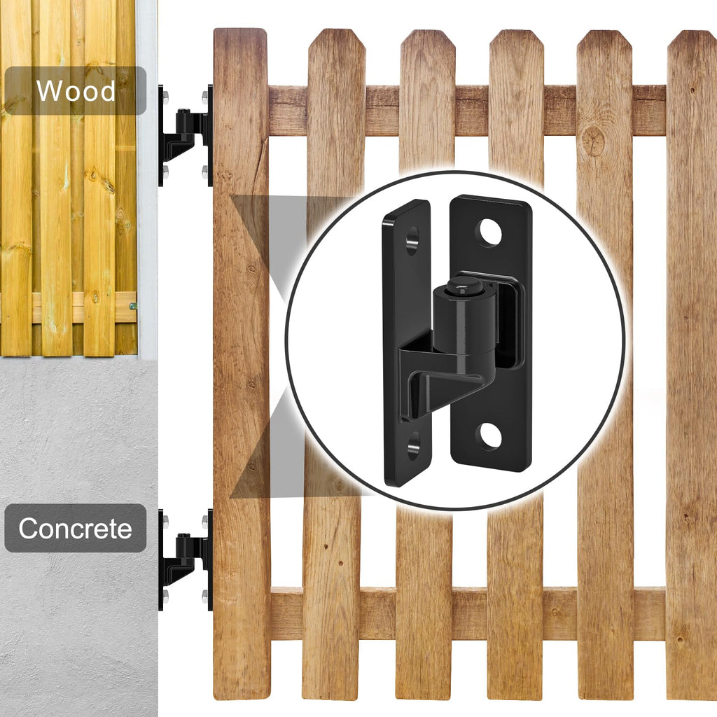 Heavy Duty Gate Hinges 6MM Thick Carbon Steel, Load Capacity Black Wall Mount Gate Hinge with 8 Screws