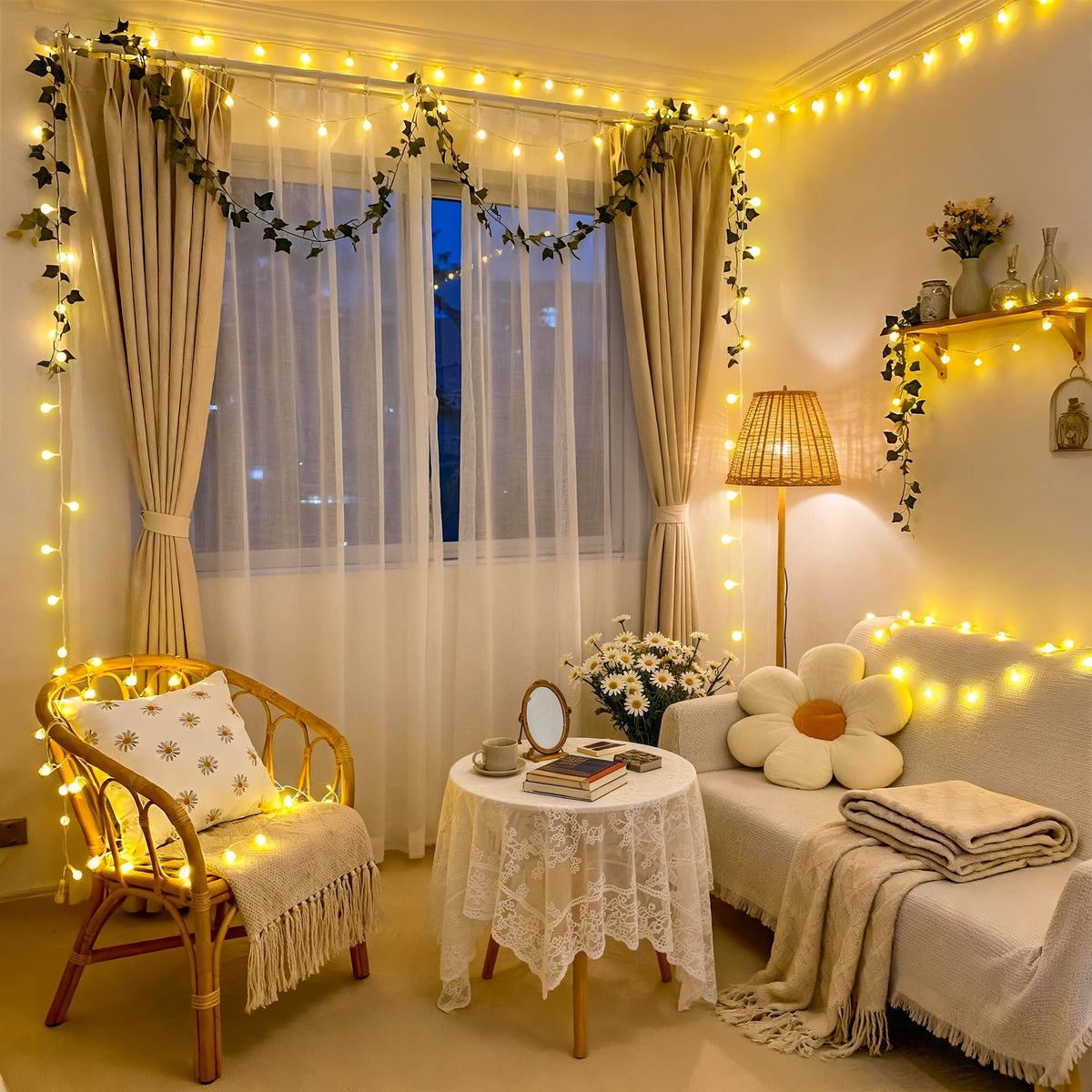 100 LED Globe String Lights Indoor Bedroom, 33ft Fairy Lights