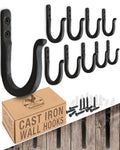 Railroad Spike Cast Iron Hooks (10 Pack) Two Mounting Holes for Greater Strength - Handmade Blacksmith, Wall Mounted