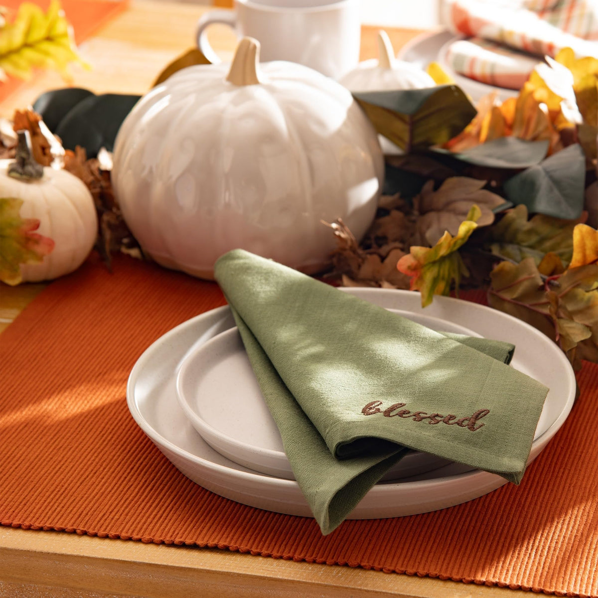 Harvest Sentiments Placemat and Napkin Value Set of 8 (4 of Each), Multicolor - 13" W x 19" L