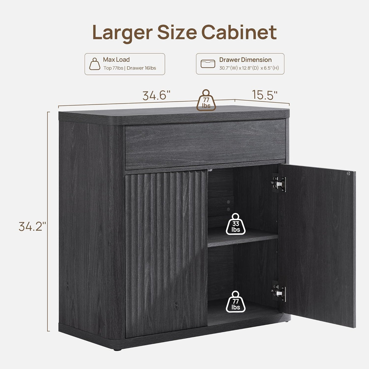 Buffet Cabinet with Storage - Accent Fluted Storage Cabinet with 6 Doors & 3 Drawers Sideboard Credenza Buffet Table