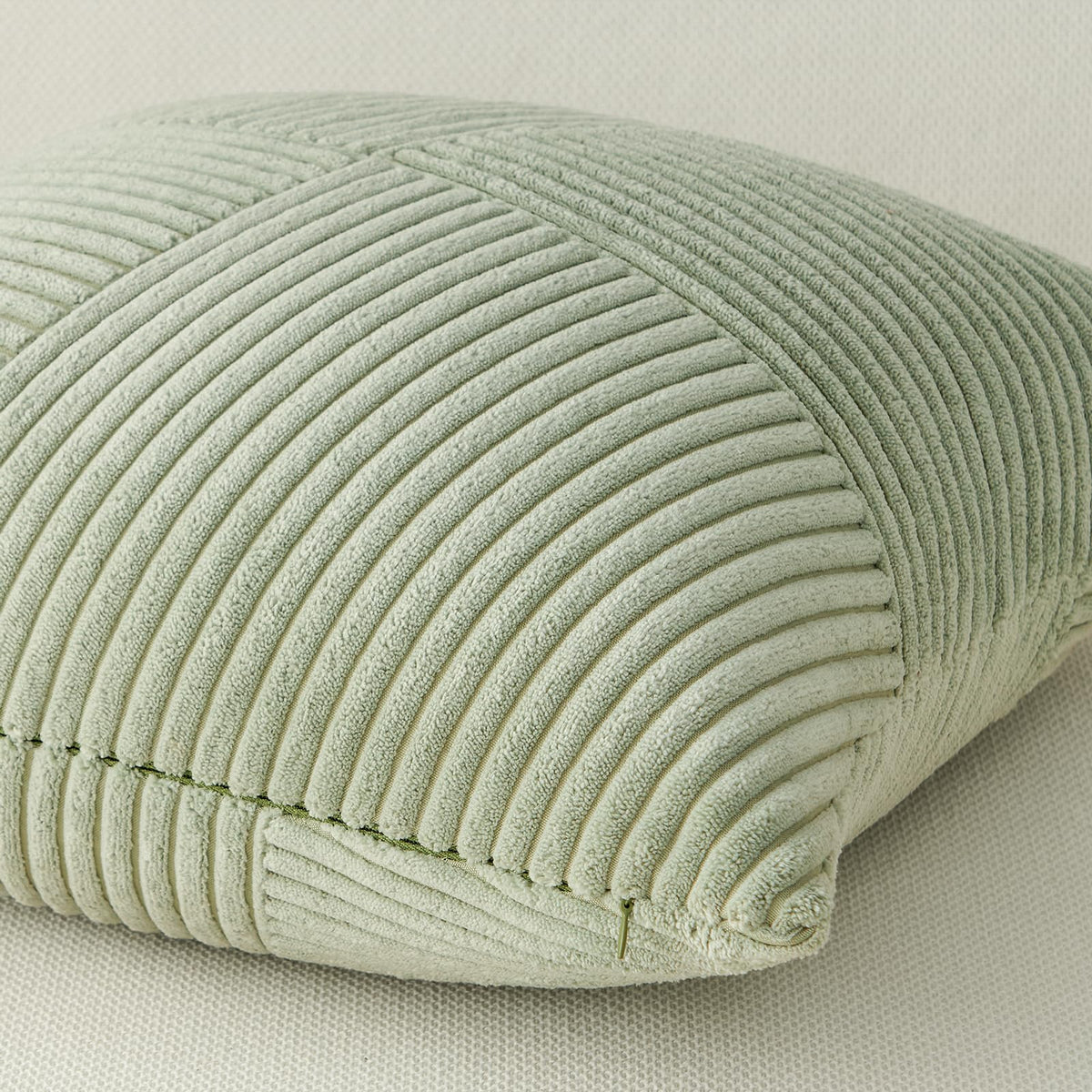 Decorative SageGreen Throw Pillow Covers 22x22 Inch, Soft Corduroy Pillow Covers Textured Striped Patchwork Cushion