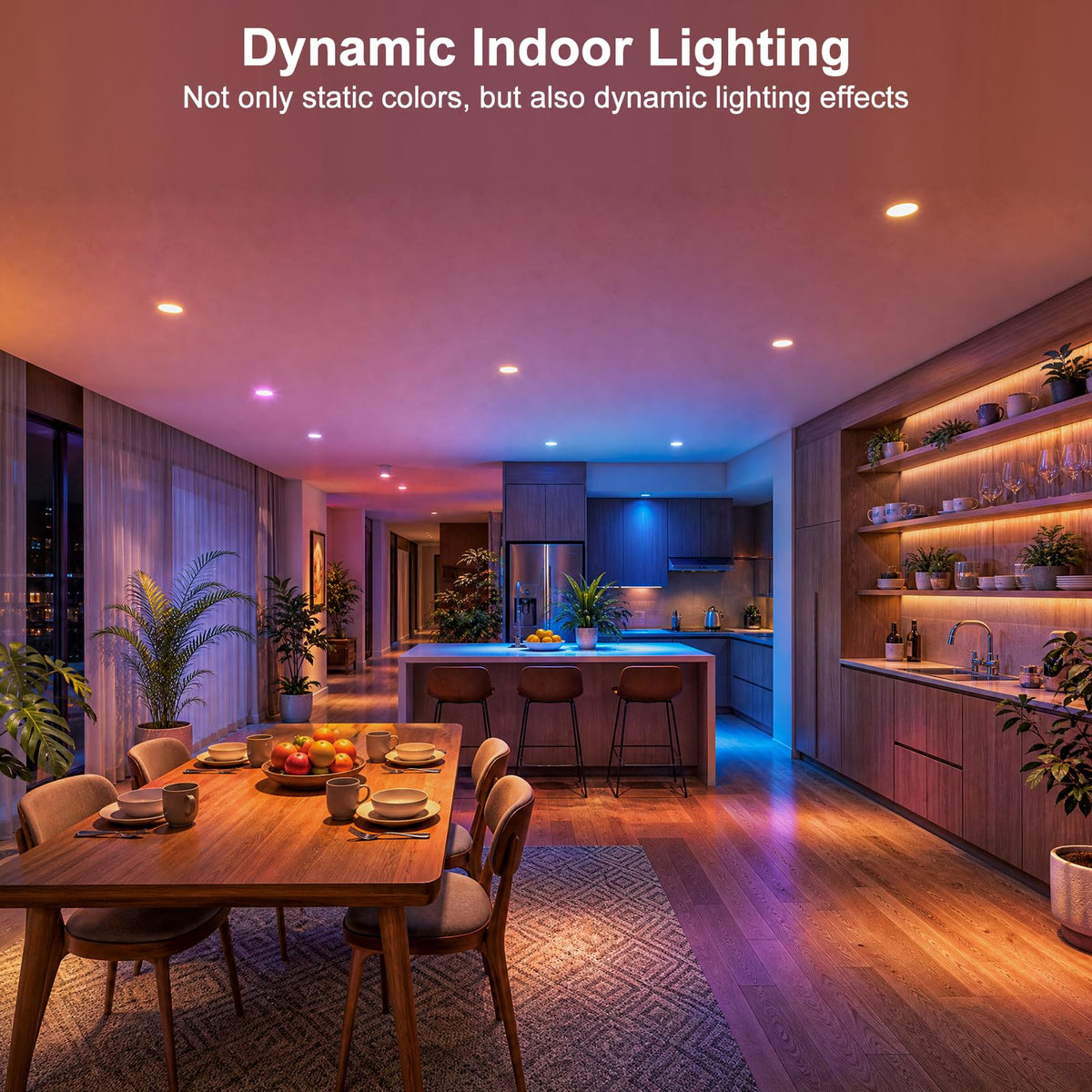 Recessed Lighting 5/6 Inch, RGBCW Color Changing E26 Can Lights with Remote