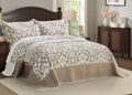 Oversized Bedspread 128x120, Jacquard Matelasse Floral Damask Design, 5-Piece Lightweight Reversible Microfiber