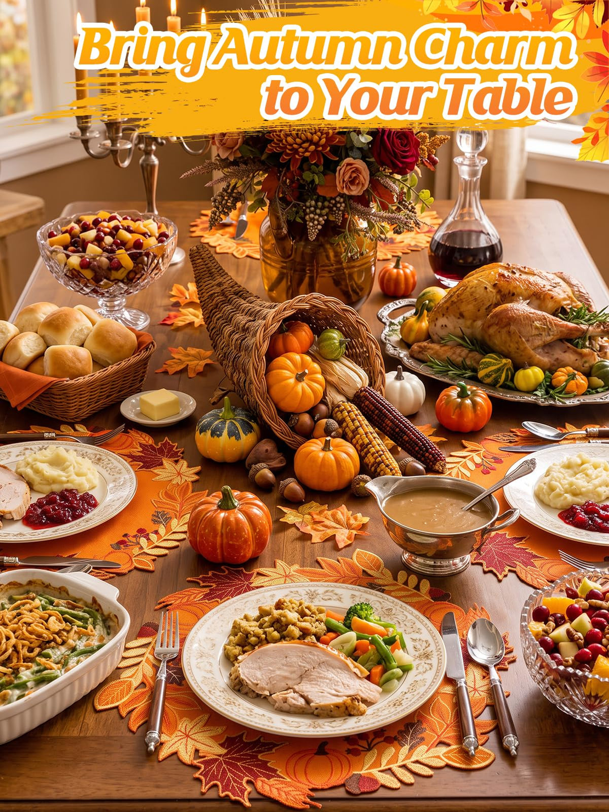 Fall Placemats Set of 6 for Thanksgiving Table Decor