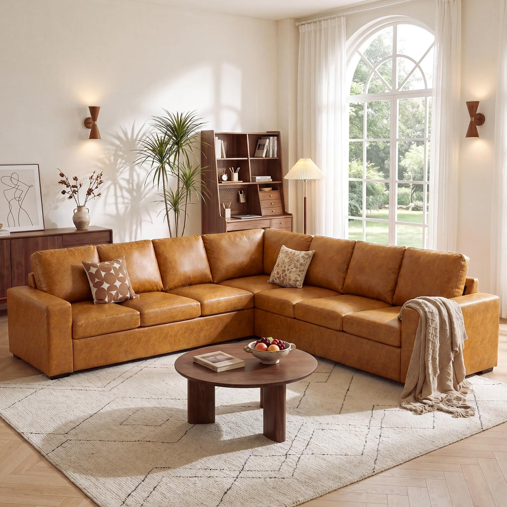 Oversized Modular V Shaped Sectional Couches, 7 Seater Comfy Sofa with Wide Armrest, Thick Spring Cushions, Luxury