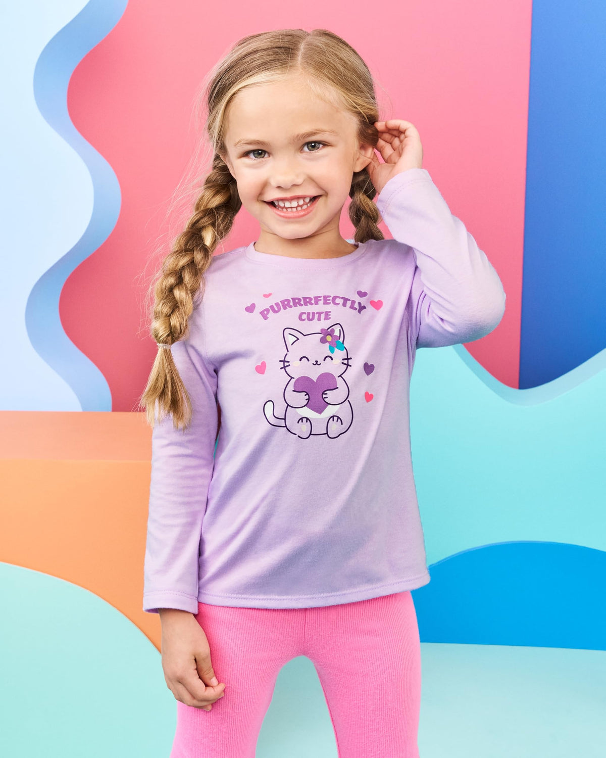 Toddler Girl Butterfly Heart Long Sleeve T-Shirt, 4 Pack