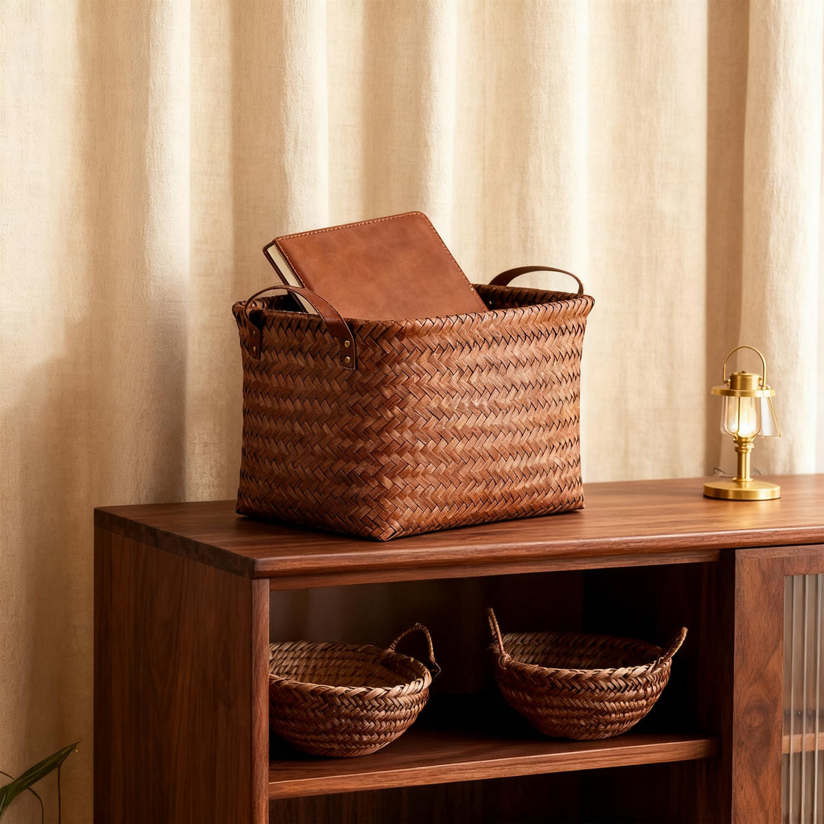 10-Pack Laundry Baskets,Wicker Storage Baskets for Shelves,Brown