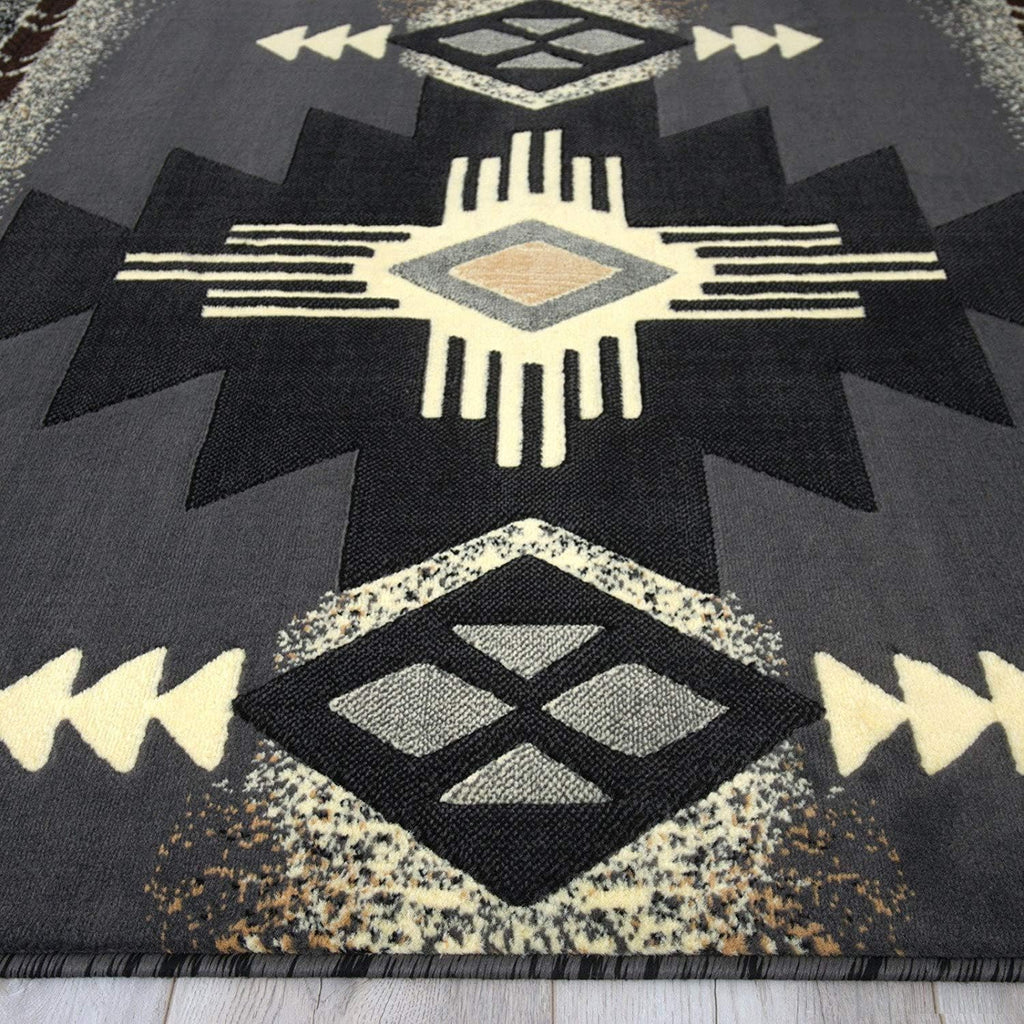 Southwest Native American Navajo Aztec Tribal Indian Gray Carpet Area Rug (5 Feet 3 Inch X 7 Feet 5 Inch)