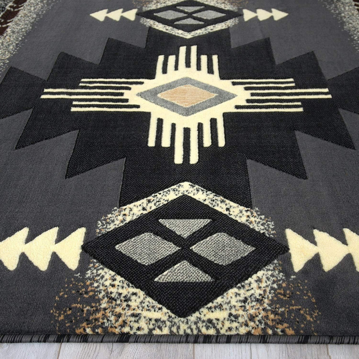 Southwest Native American Navajo Aztec Tribal Indian Gray Carpet Area Rug (5 Feet 3 Inch X 7 Feet 5 Inch)