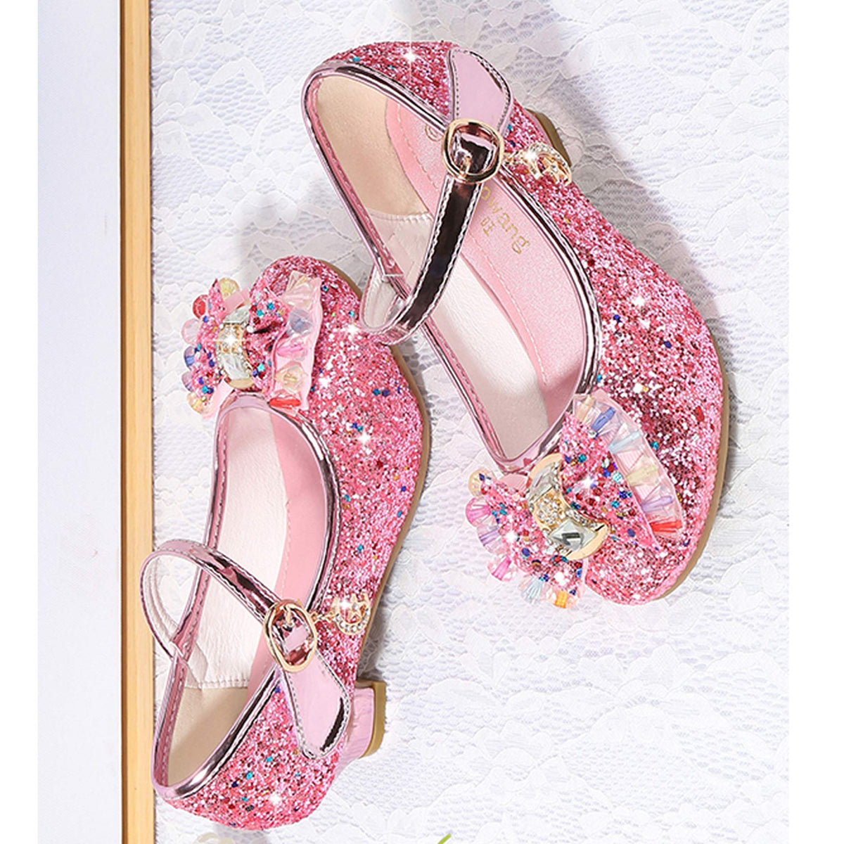 Little Girls Dress Shoes Party Heel Princess Flower Shoes (Toddler/Little Kid/Big Kid) US Little Kid