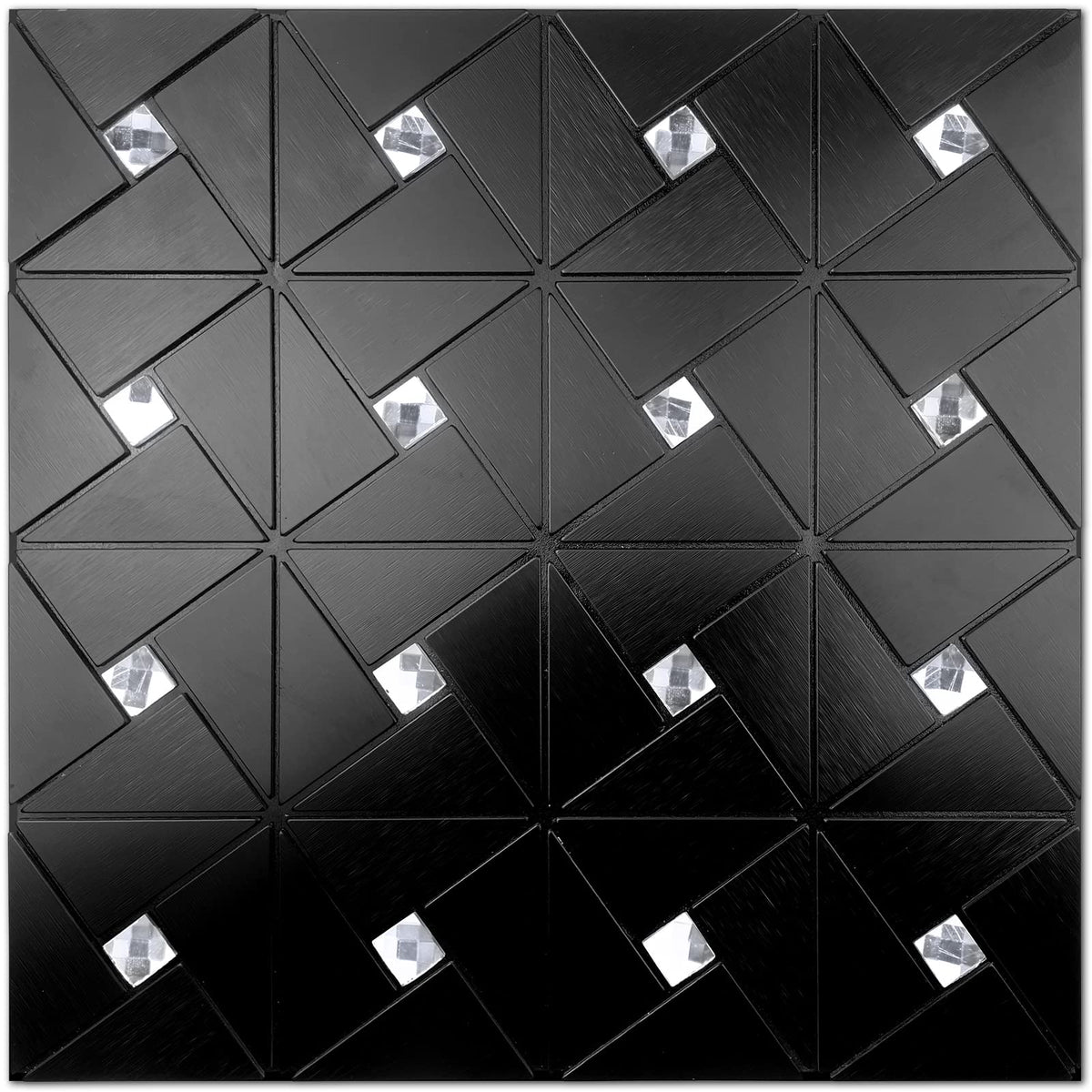 Black Mixed Glass Peel and Stick Backsplash Tile