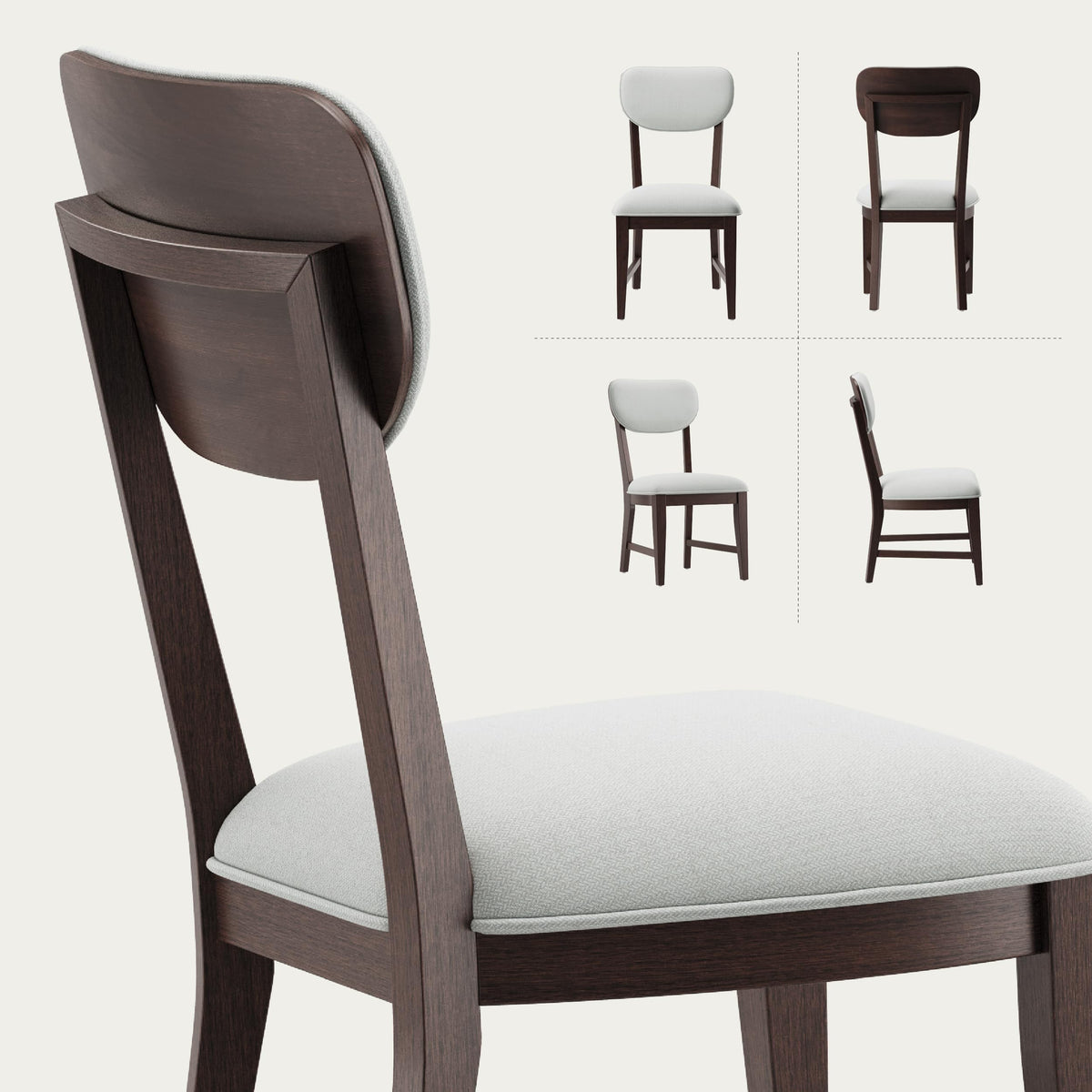 Inspired Bertoia Style Solid Wood Dining Chairs Set of 6, Mid Century Modern Upholstered Kitchen Chairs with 3.3" Thick Cushion, Farmhouse