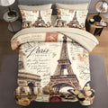 Queen Comforter Set with Sheets, 7 Pieces Paris Vintage Bedding