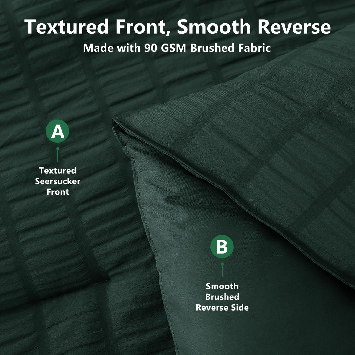 Comforter Set, 7-Piece Seersucker Bed in a Bag, Forest Green