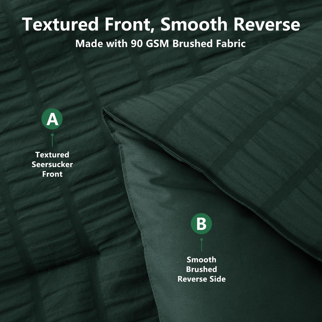 Comforter Set, 7-Piece Seersucker Bed in a Bag, Forest Green