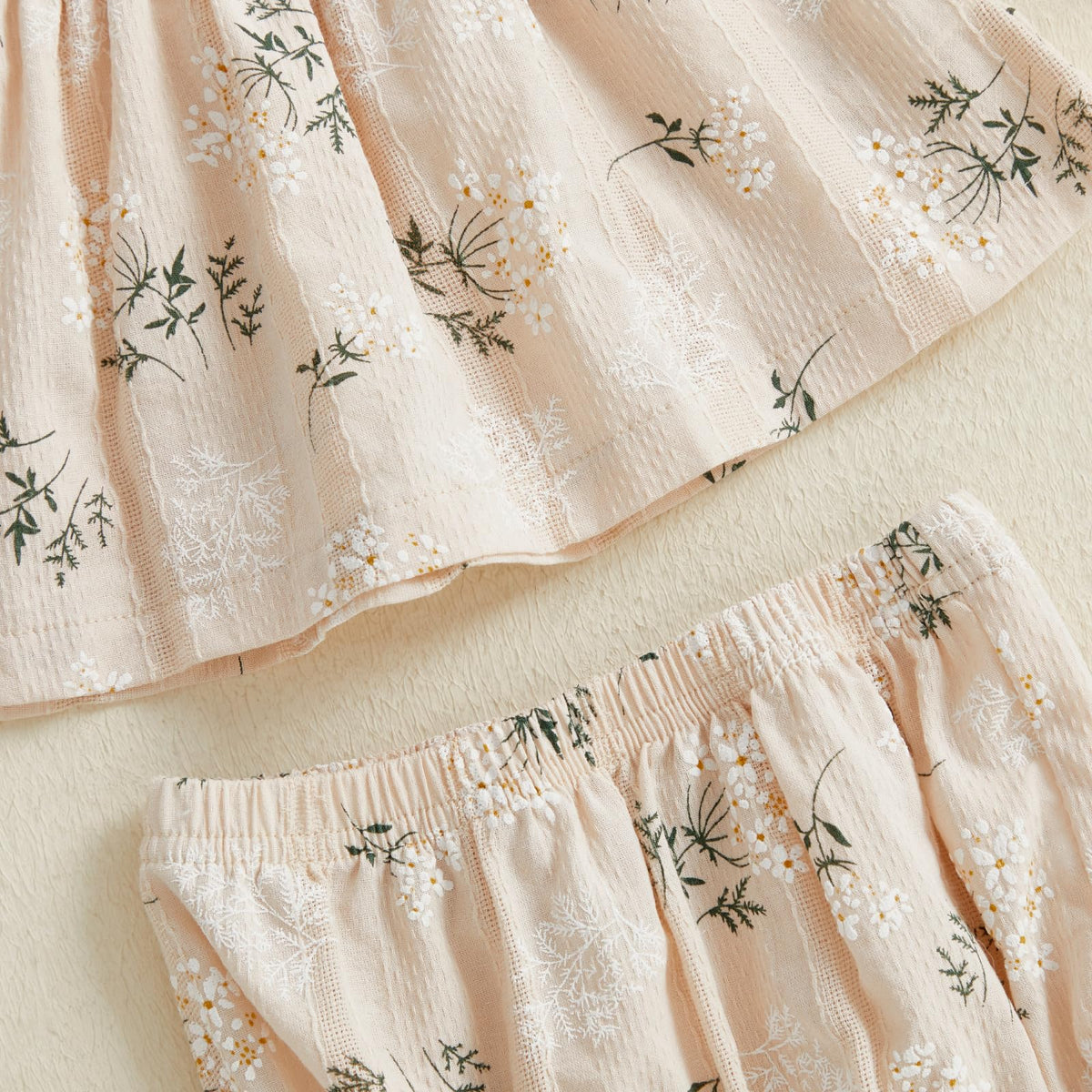Infant Baby Girl Summer Smocked Clothes Floral Ruffle Shirt Tops Bloomers Shorts Toddler Cute Outfits Set