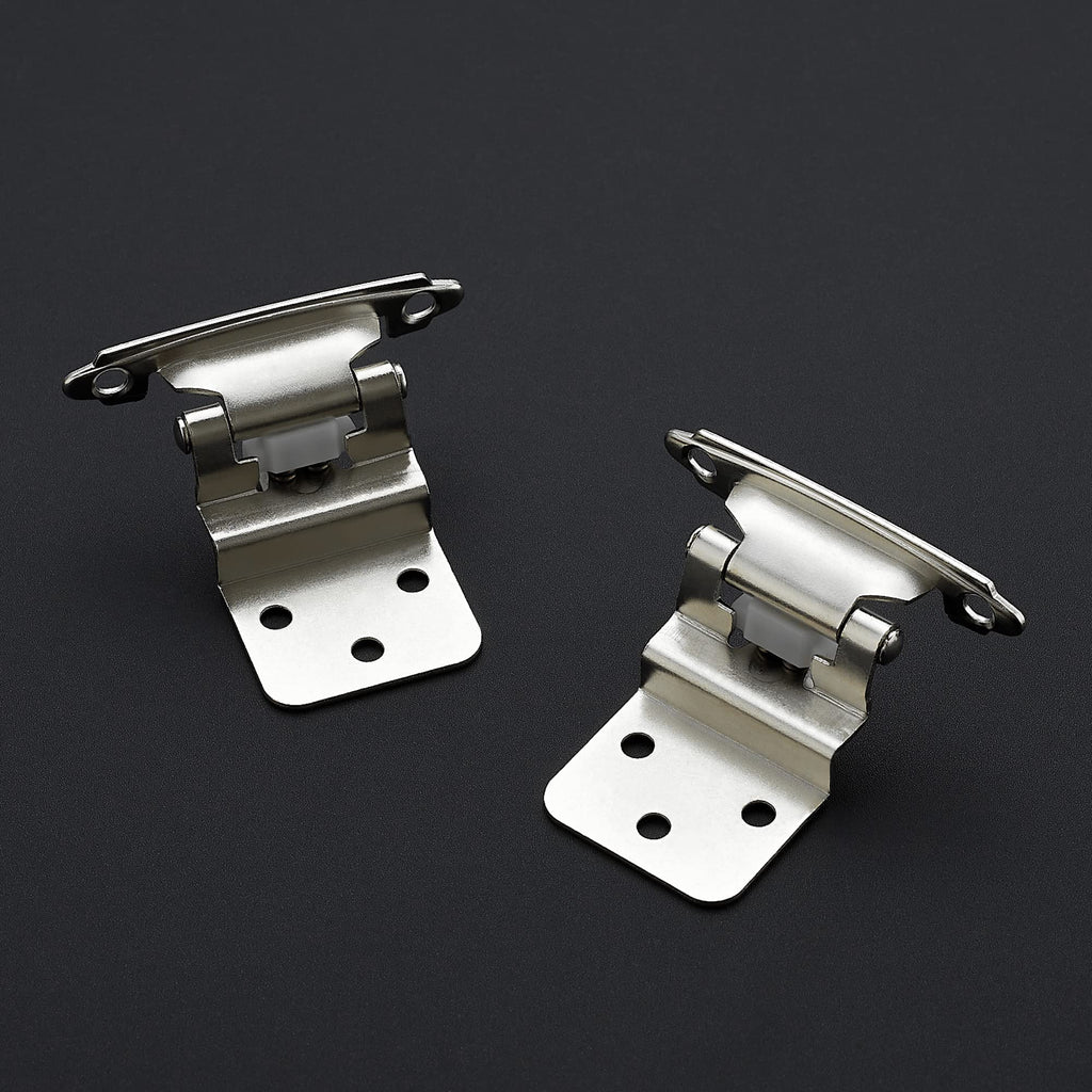 Satin Nickel Kitchen Cabinet Hinges, 3/8" Inset, 10 Pack