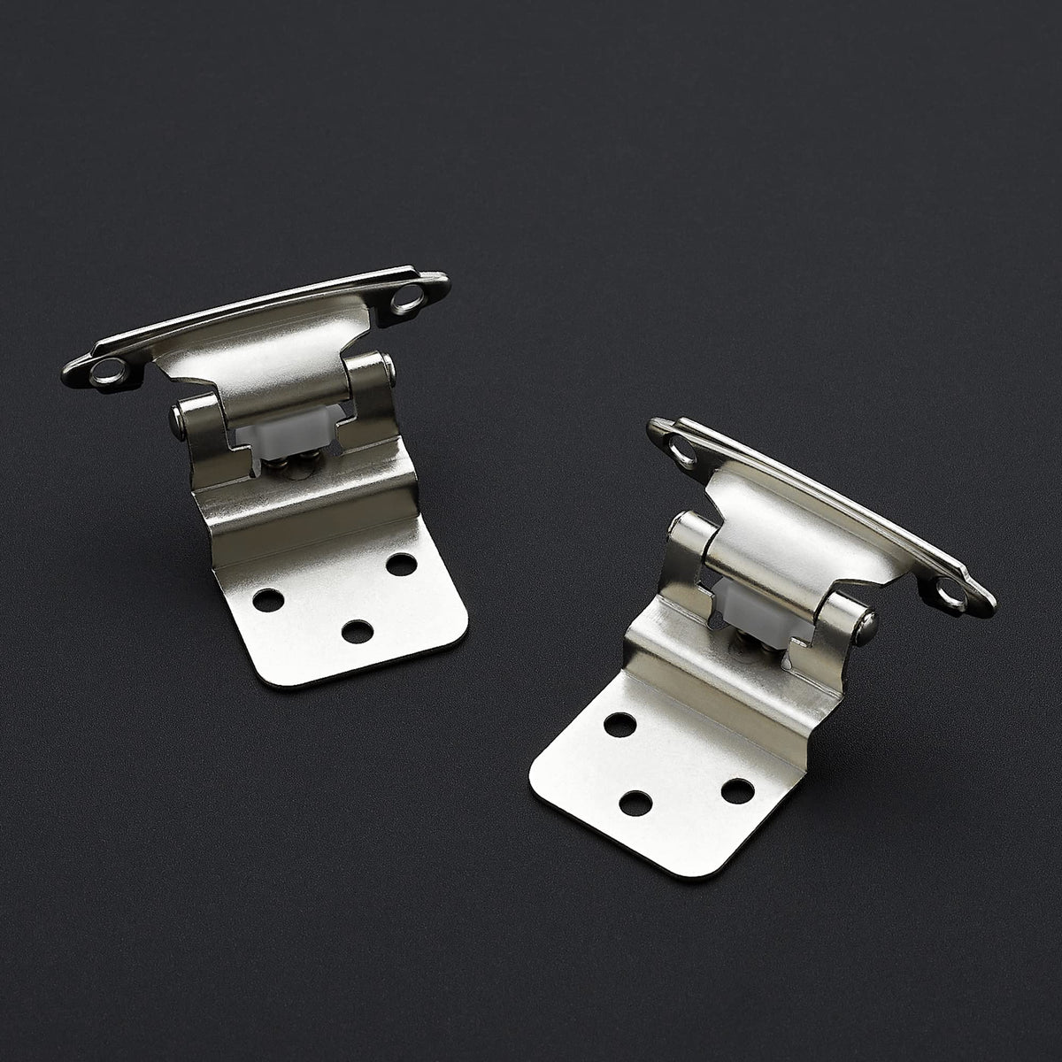 Satin Nickel Kitchen Cabinet Hinges, 3/8" Inset, 10 Pack