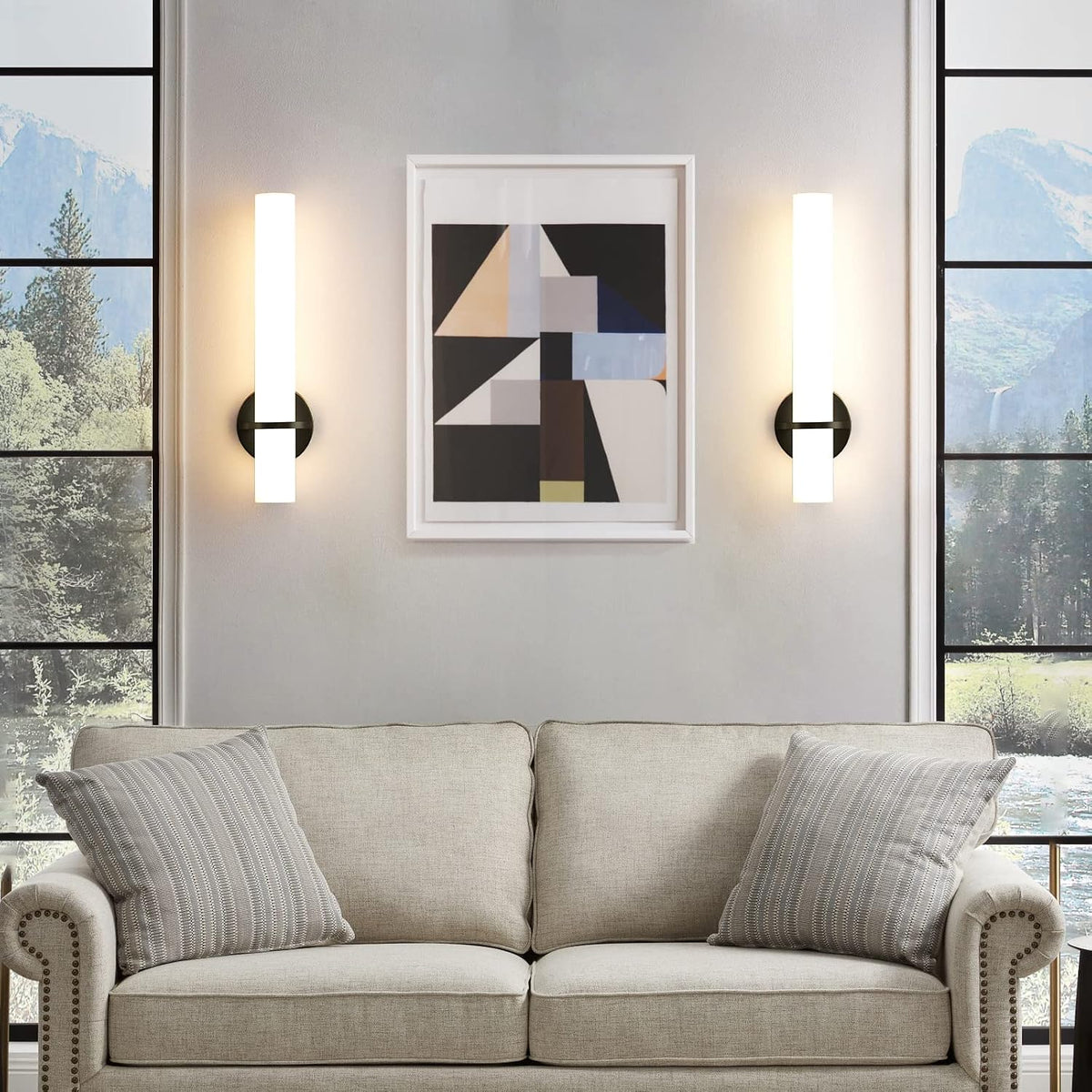 18 Inch Wall Sconces Set of Two, Black Bathroom Sconces 18W 2700K-5000K LED Dimmable Modern Wall Sconces with Acrylic