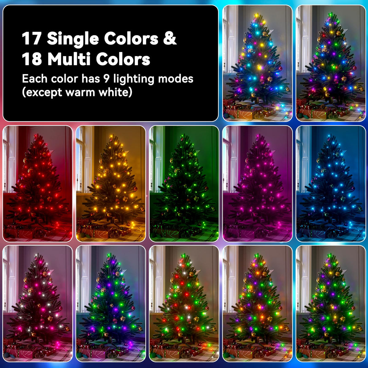Color Changing Christmas String Lights Connectable 33Ft 100 LED