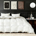 Lightweight Feather Down Fiber Comforter, Extra Fluffy White Duvet Insert,Ultra-Soft