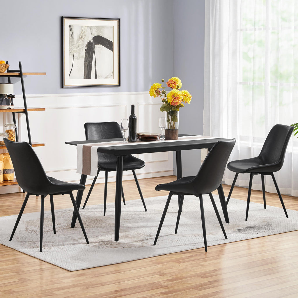 Set of 2 Mid Century Modern Kitchen Chairs Black