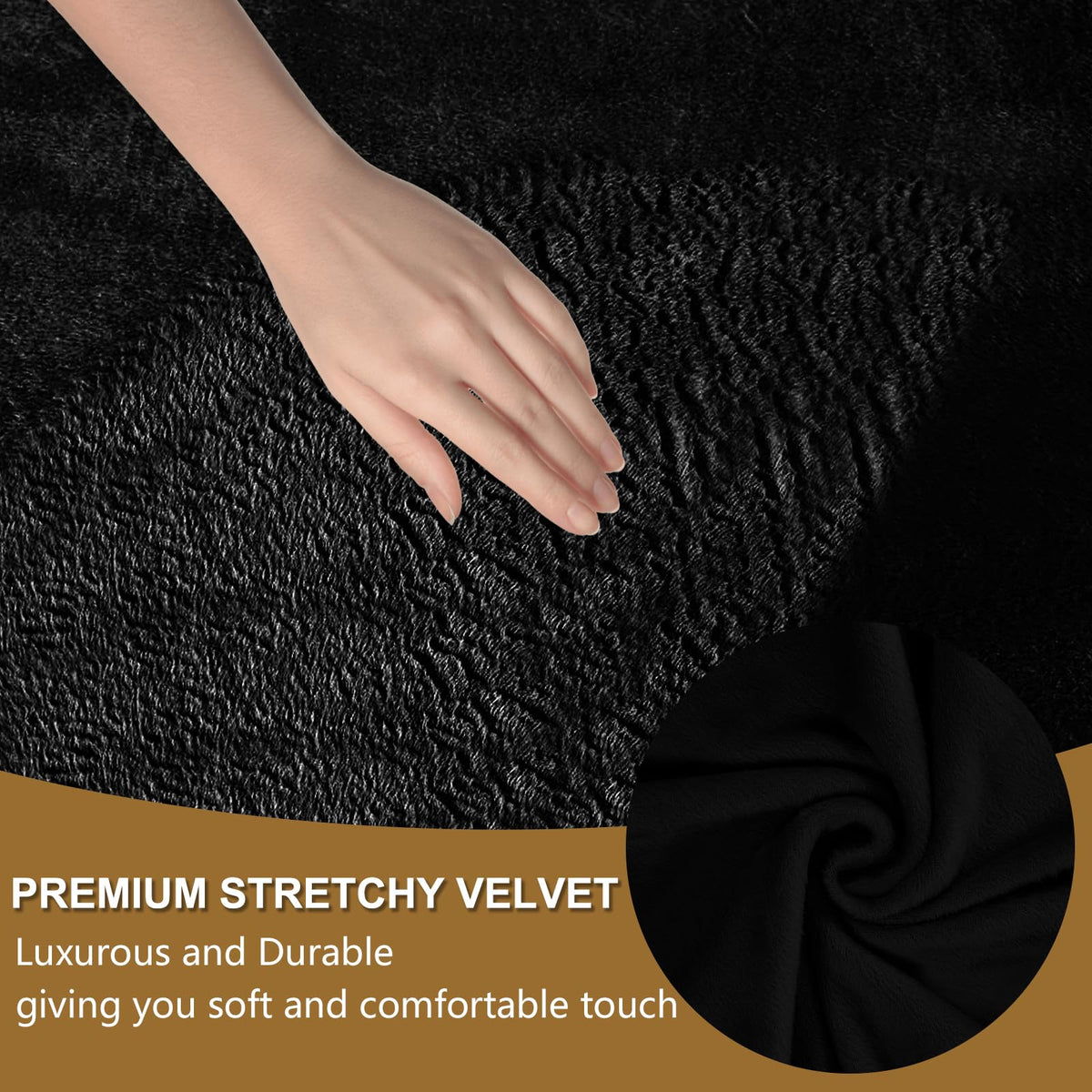 Velvet Sofa Covers Stretch Couch Covers Large, Black