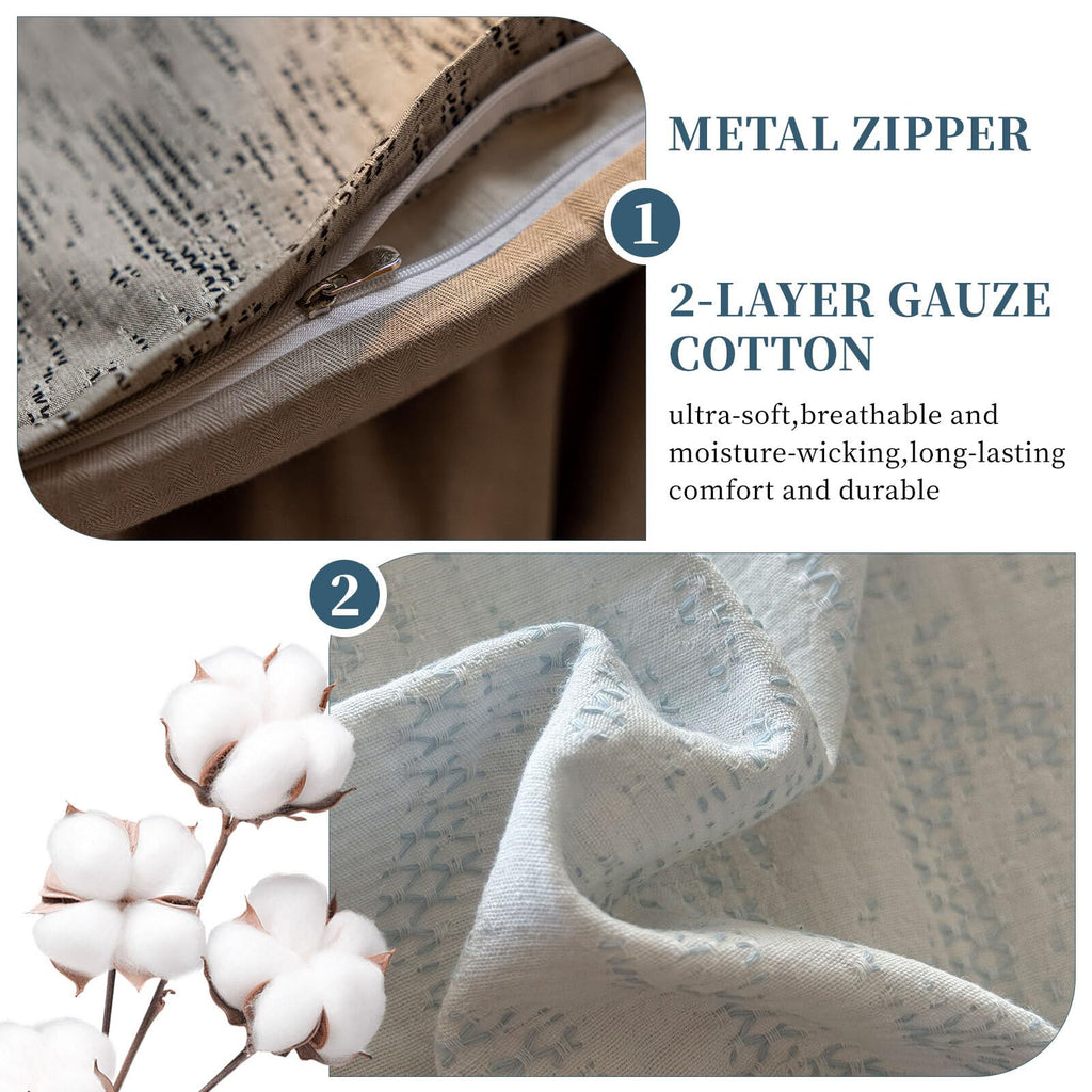 Minimalist Light Blue Duvet Cover Set Chic Cotton Jacquard Bedding