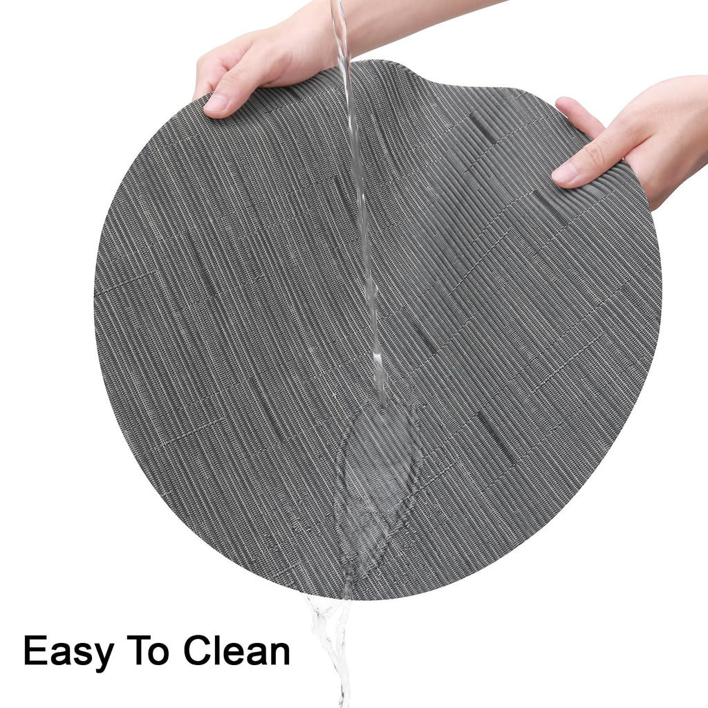 15 Inch Round Placemats Set of 4, Washable Vinyl Woven Place Mats
