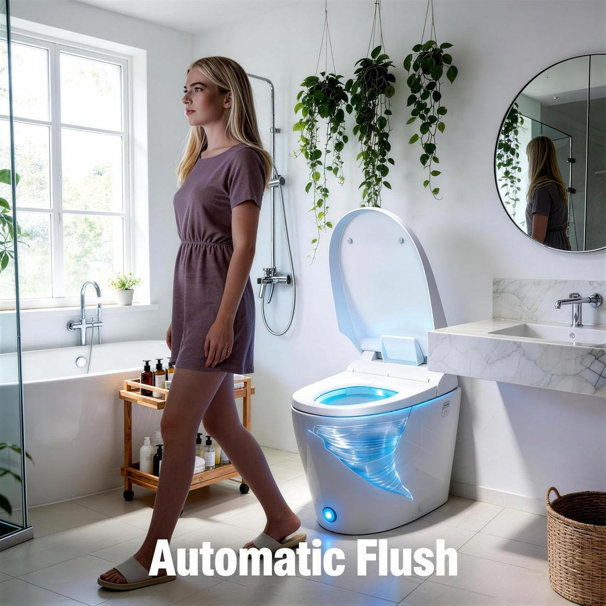 ‌VANCOCO Smart Toilets with Built-in Bidet,One-Piece Toilets with Toilet Bidet,Smart Toilets and Bidets with Night