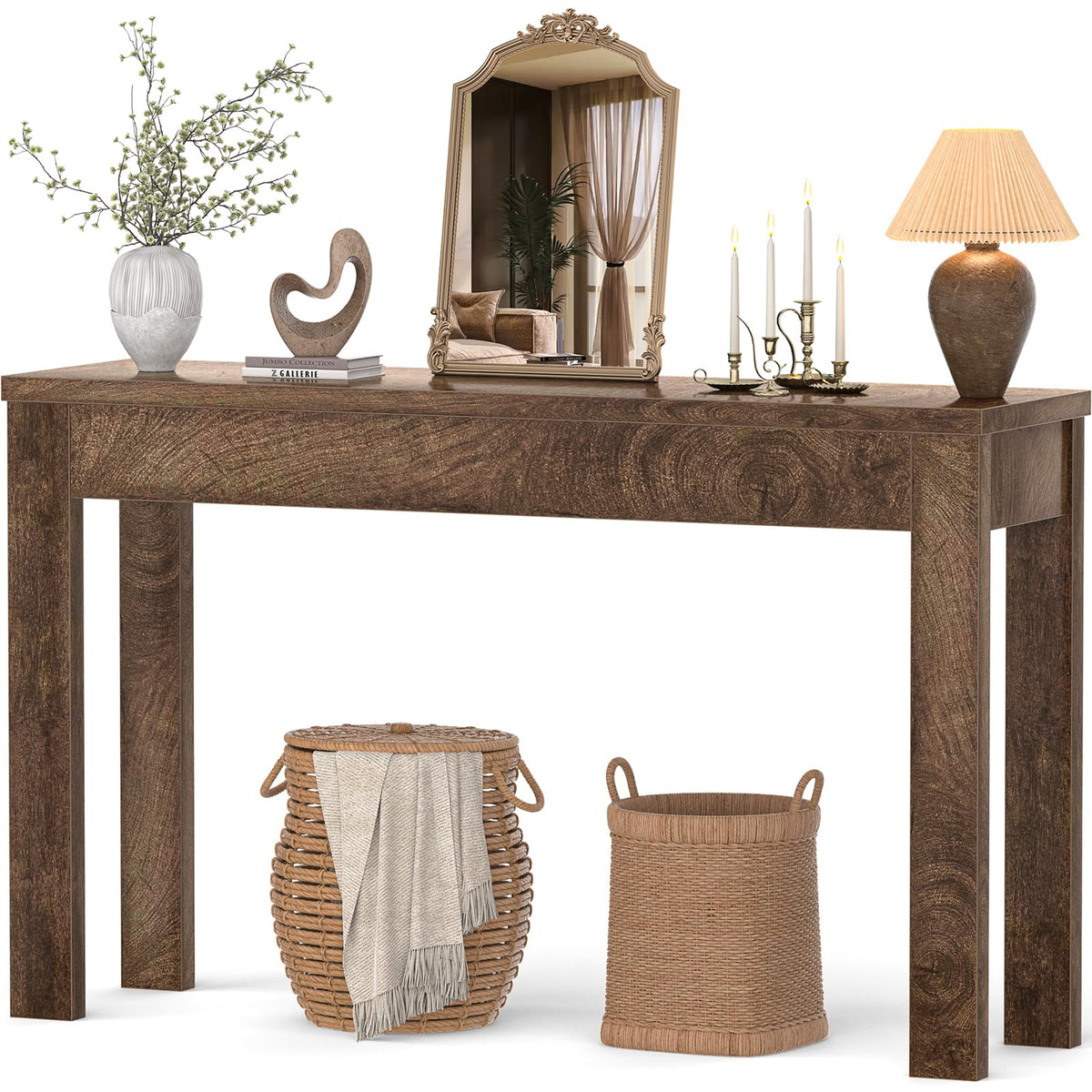 Console Table, 47" Farmhouse Sofa Tables Narrow Long