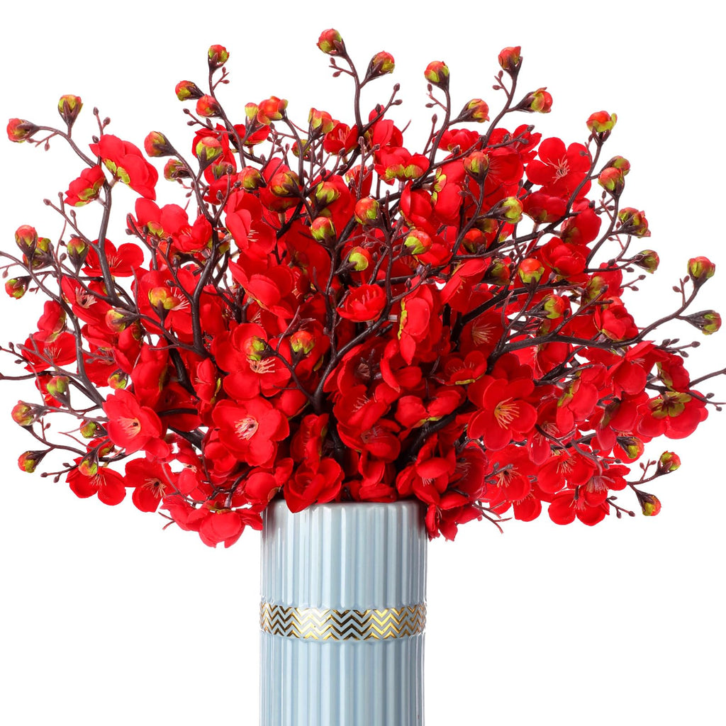 18 Pcs Artificial Plum Blossom Faux Flower Silk Simulation Bouquet