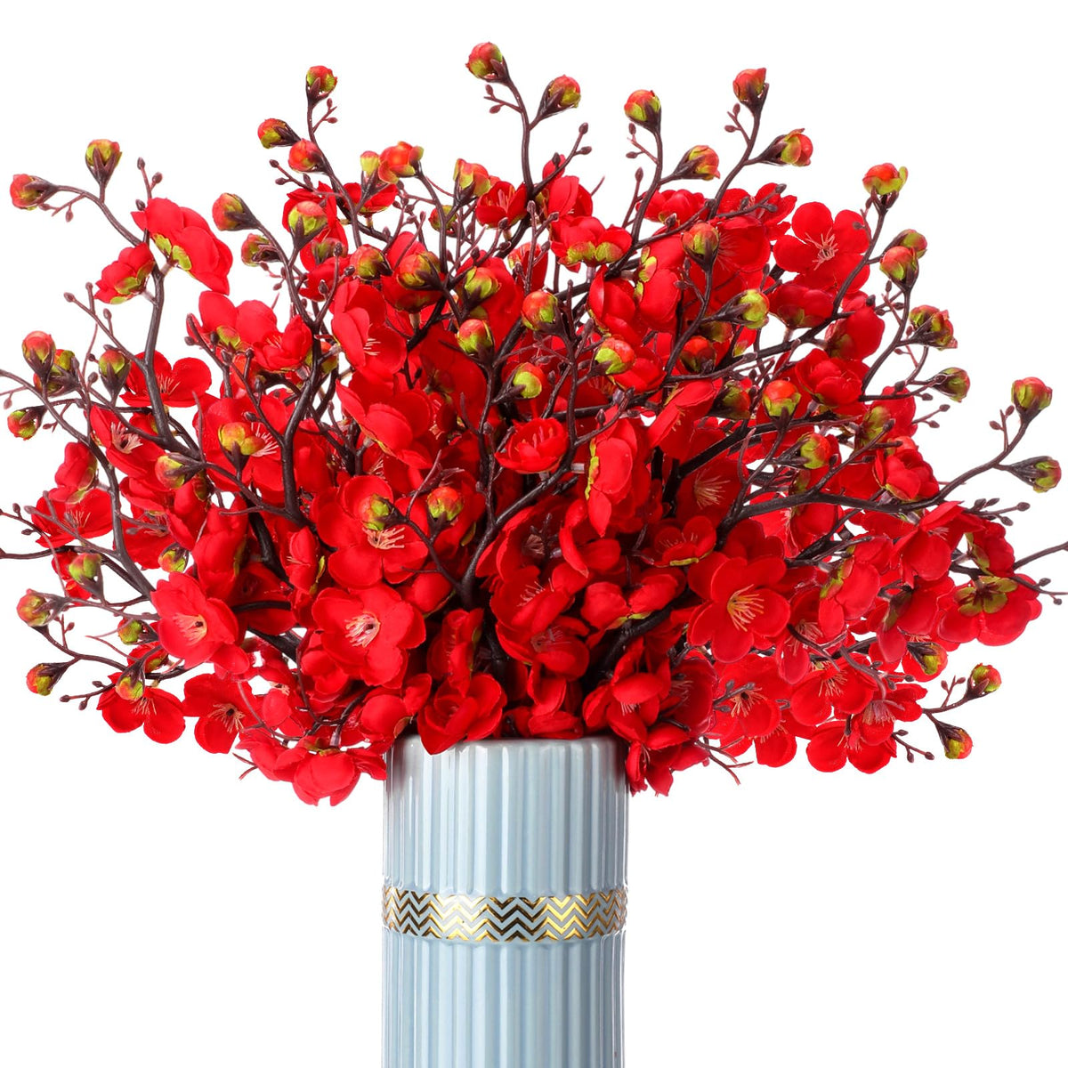 18 Pcs Artificial Plum Blossom Faux Flower Silk Simulation Bouquet