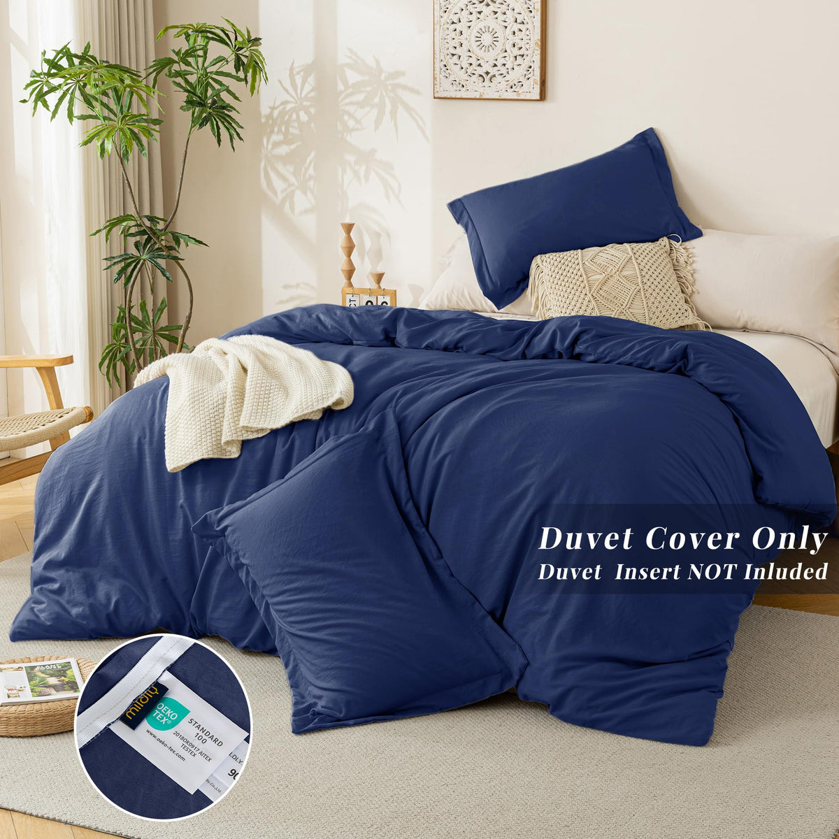 Duvet Cover Ultra Soft Comforter Cover Set 3pcs, Navy Blue
