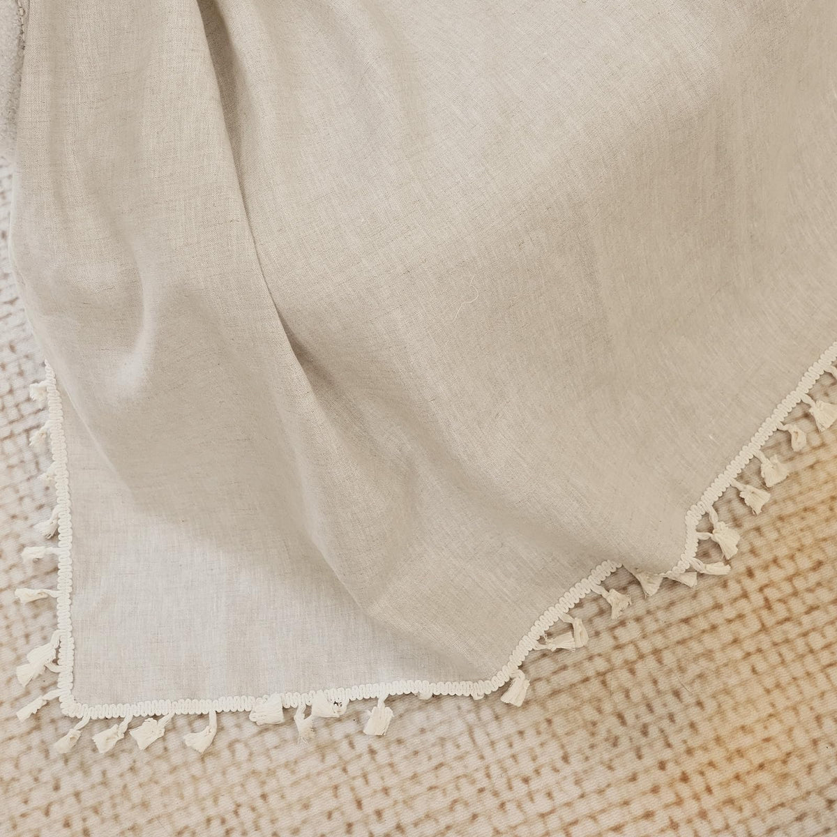 100% Pure Linen Blanket with Fringe, 49.6" x 59.8" - Blankets Lightweight Breathable, Decorative Linen Throw Blanket