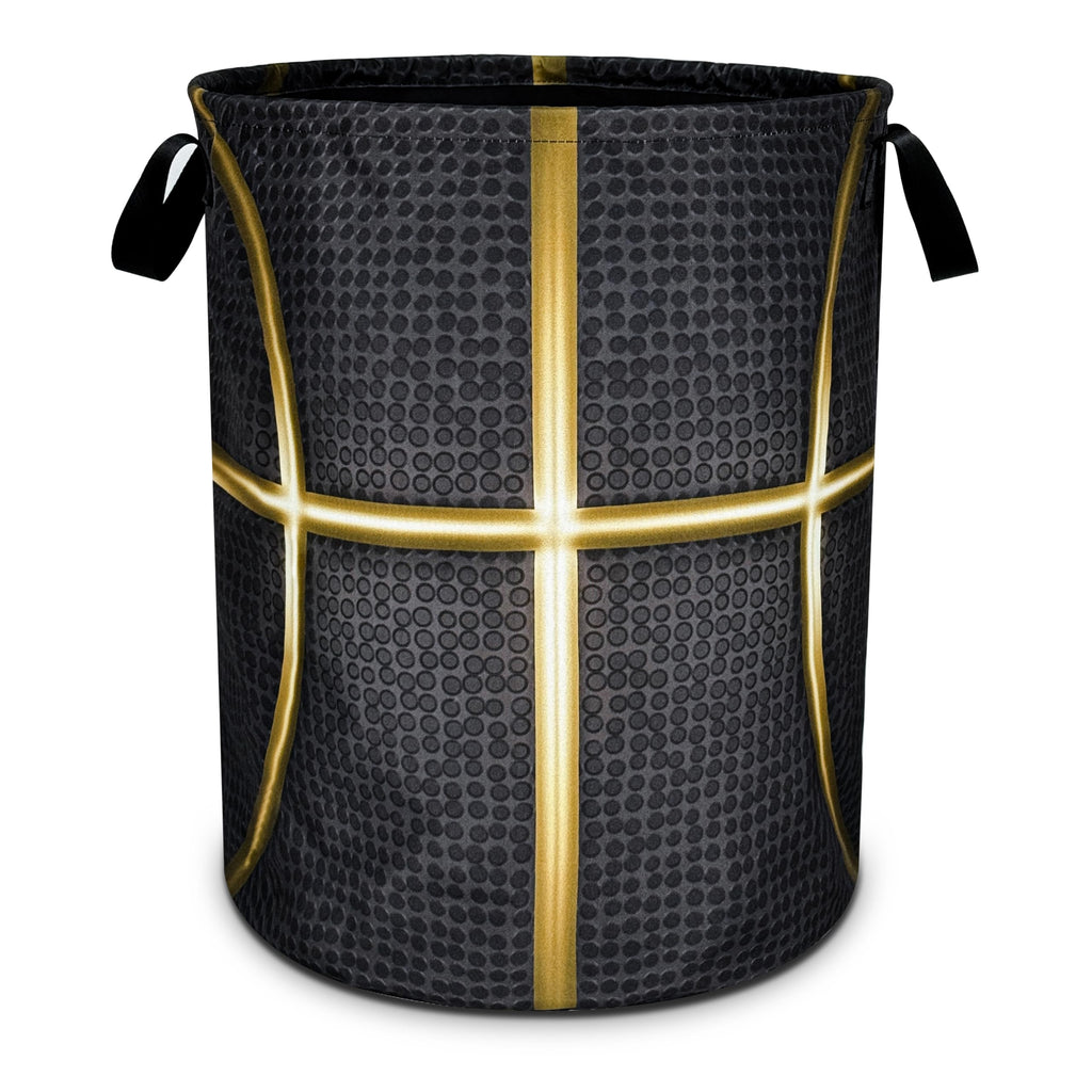 Black And Gold Basketball Laundry Basket Foldable Waterproof Oxford Cloth