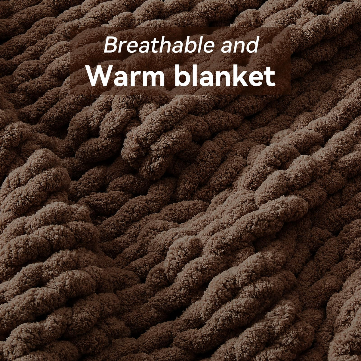 Chunky Knit Throw Blanket, Knitted Throw Chenille Yarn, 50"*60"