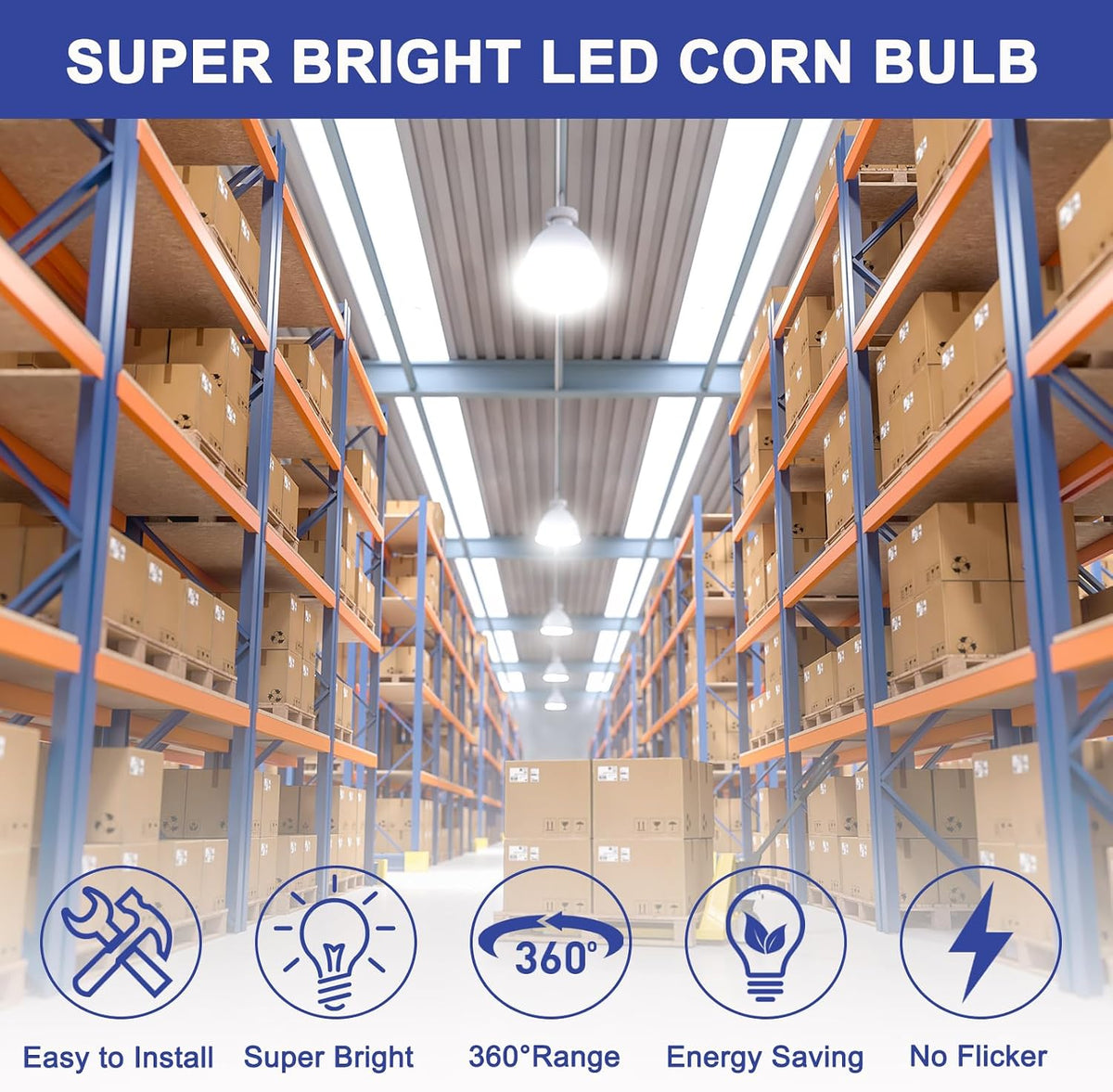 100W LED Corn Bulb 2 Pack, 12000 Lumens Super Bright Light, 5000K Daylight White LED Corn Light Bulb, E26/E39 Mogul