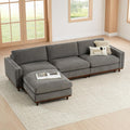 118" Super Large Luxury Sectional Modular Sofa, Down Filled, 4 Seat Couch, Grey