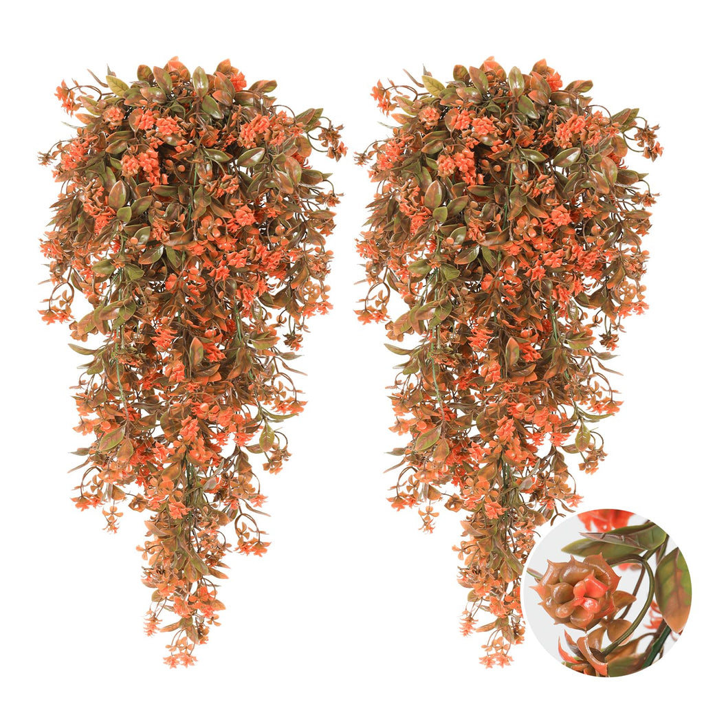 2Pcs Artificial Fake Fall Hanging Flowers Plants for Outdoors Decor