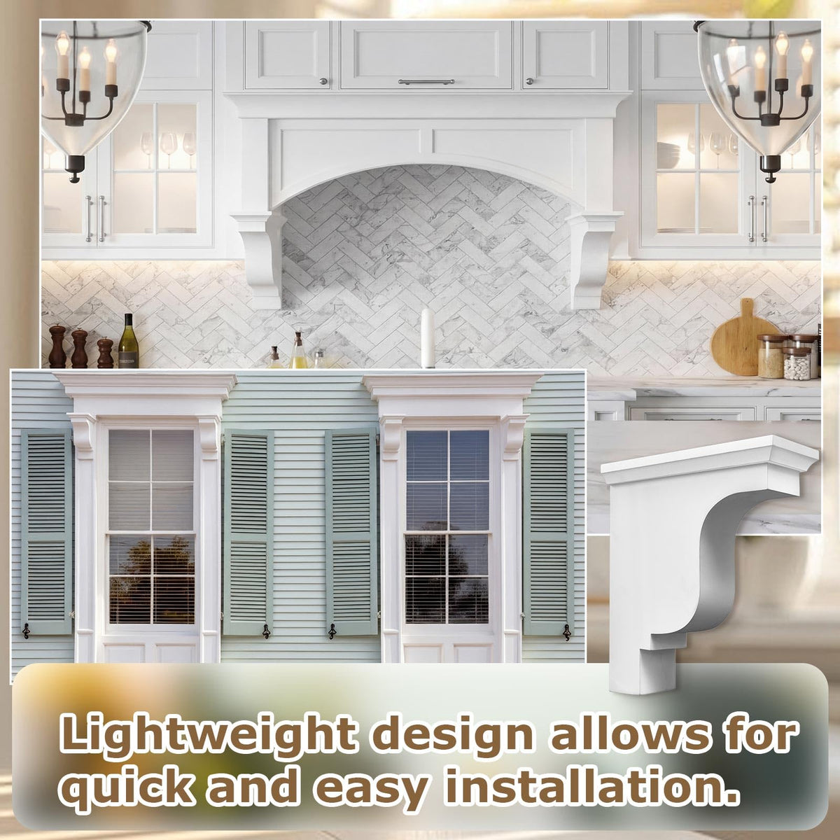 2 Pcs Unfinished Paintable Corbels, 3 1/2 W x 7 D x 9 Inch H