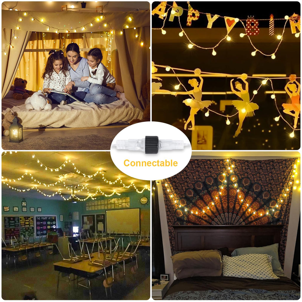 100 LED Globe String Lights Indoor Bedroom, 33ft Fairy Lights