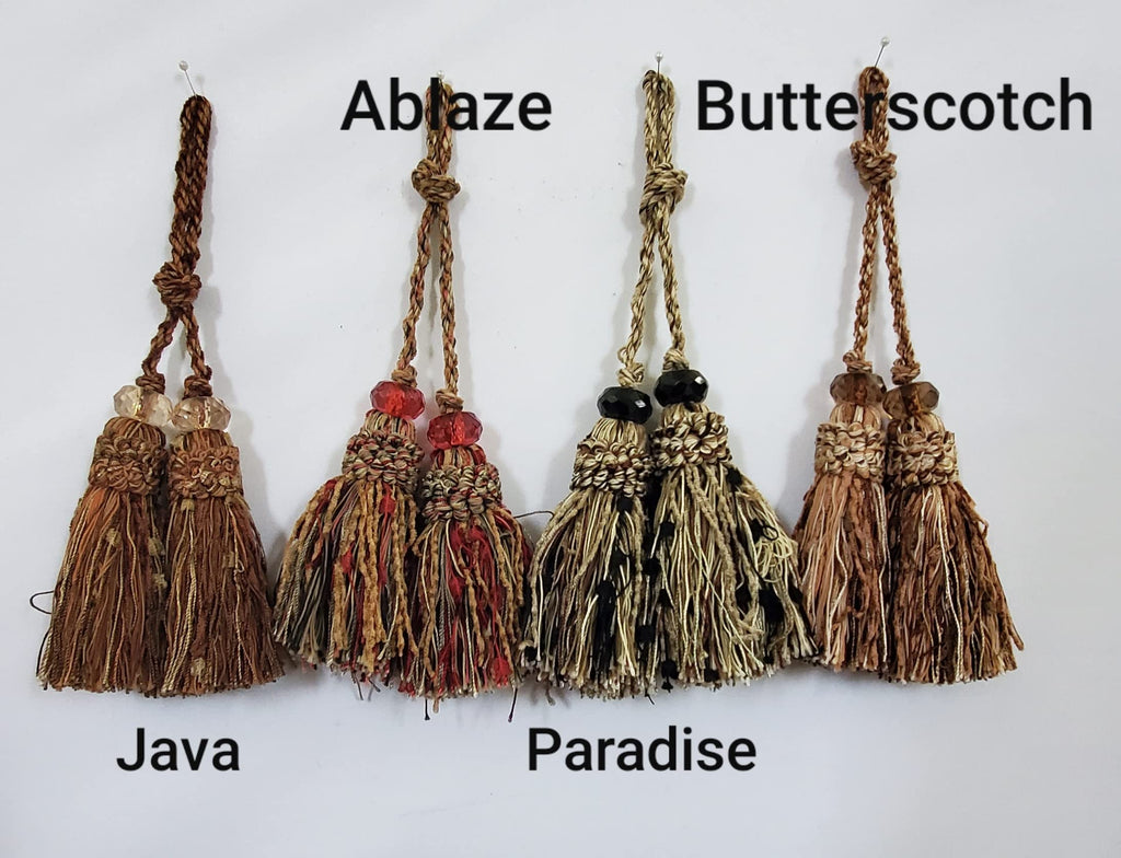 Lot Chenille Double Chair Tie Tassel Tie - Ablaze - Red, Green, Gold - 6 Pieces